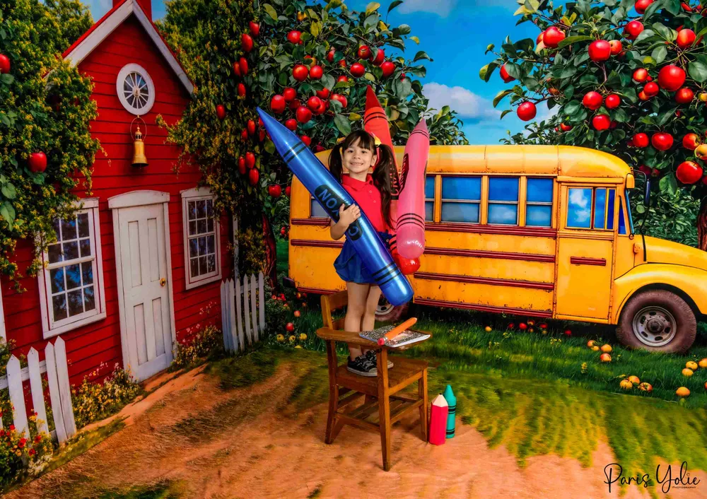 Kate Scolaire Bus Pomme École Rouge Ensemble de chambre
