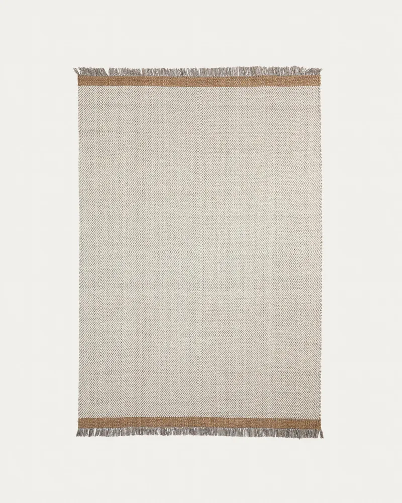 Tapis Brina en laine jacquard à chevrons beiges 230 x 160 cm Kave Home Mauritius Mu