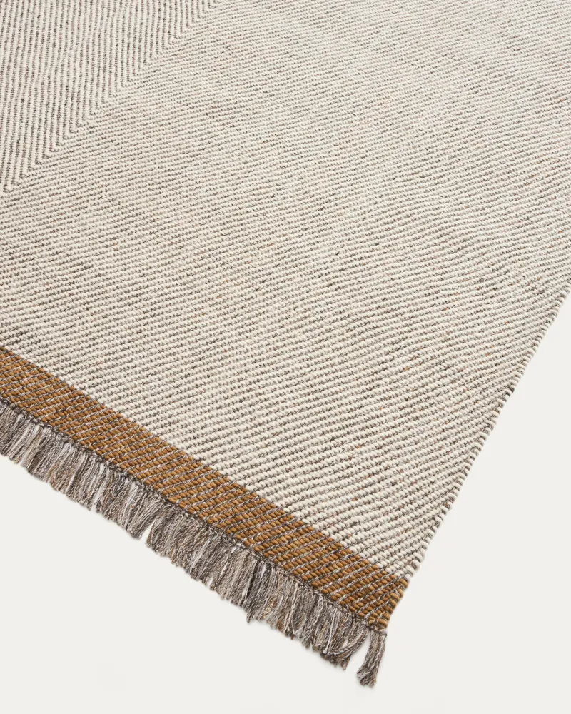 Tapis Brina en laine jacquard à chevrons beiges 230 x 160 cm Kave Home Mauritius Mu