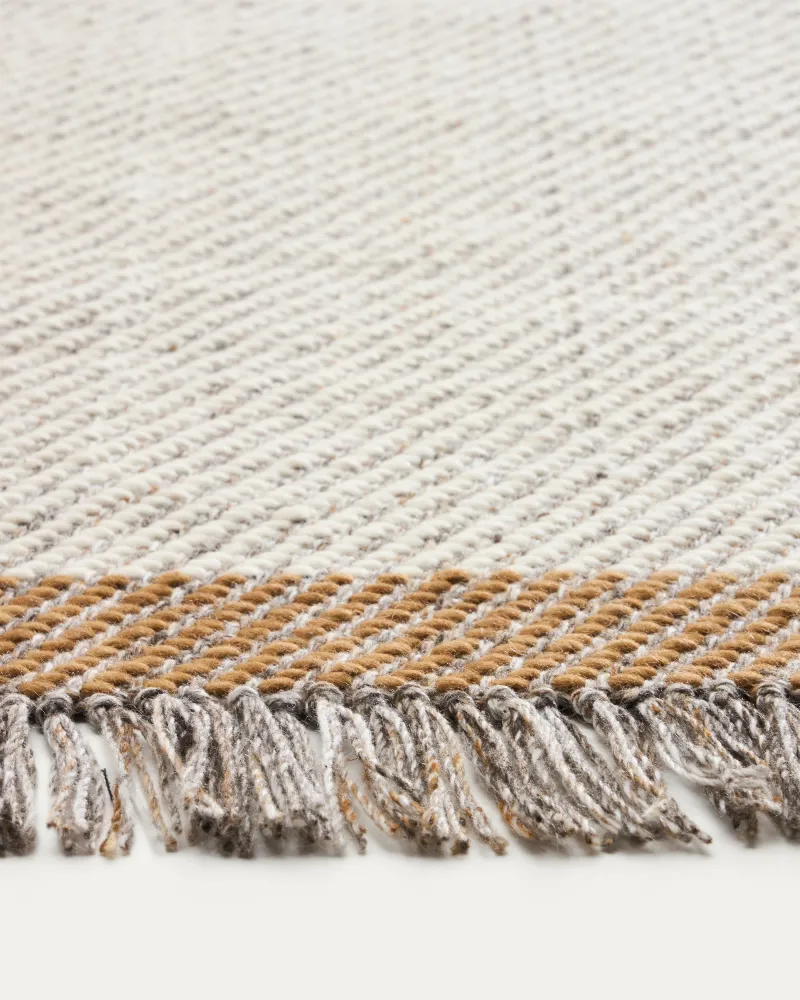 Tapis Brina en laine jacquard à chevrons beiges 230 x 160 cm Kave Home Mauritius Mu