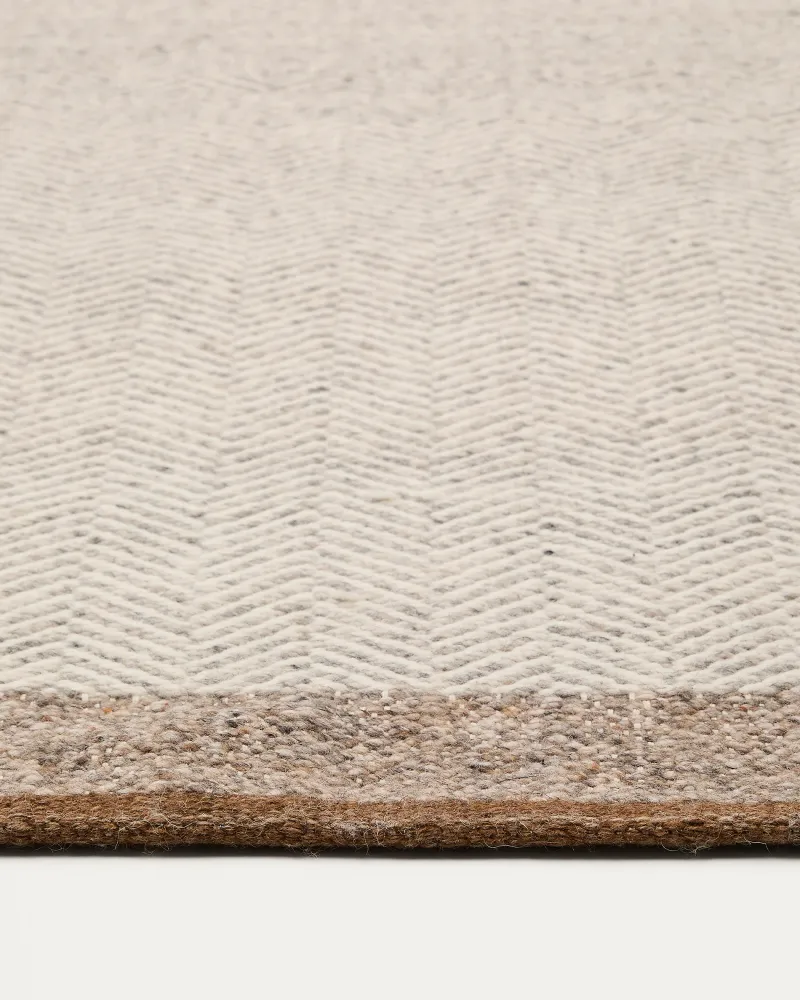 Tapis de couloir Nifelia jacquard en laine beige 200 x 80 cm Kave Home Mauritius Mu