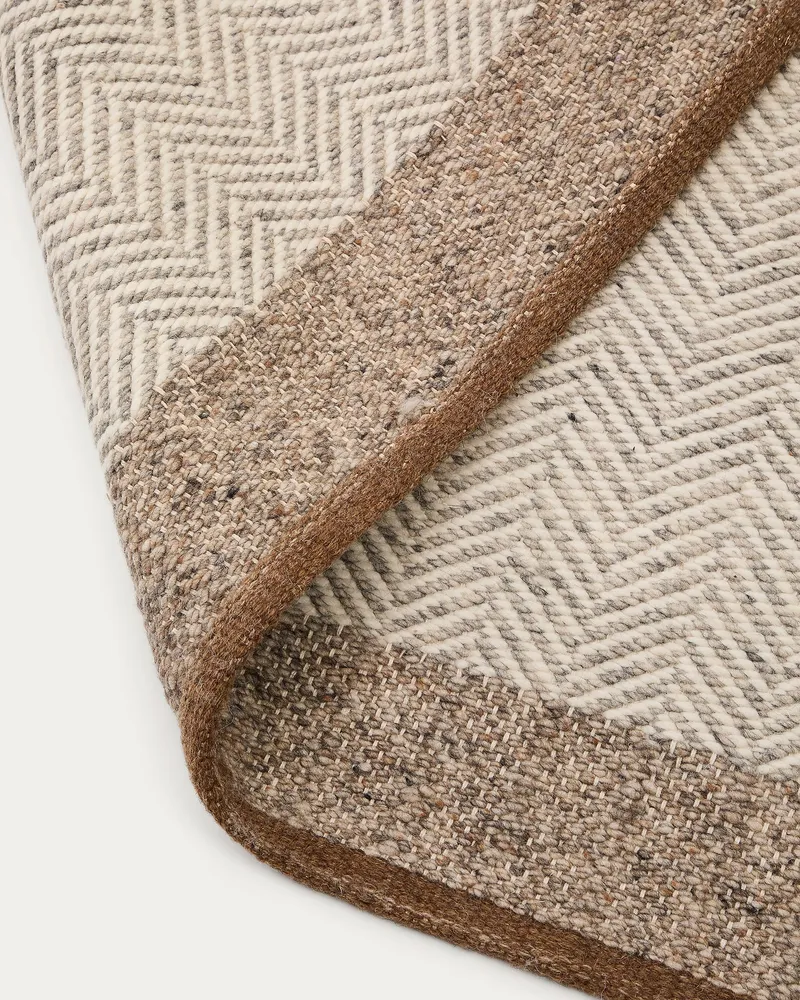 Tapis de couloir Nifelia jacquard en laine beige 200 x 80 cm Kave Home Mauritius Mu