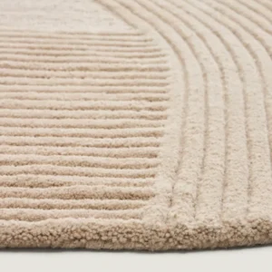 Tapis Domm en laine beige Ø 200 cm Kave Home Mauritius Mu