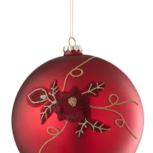 Kerstbal Bloem Glas Rood Groot