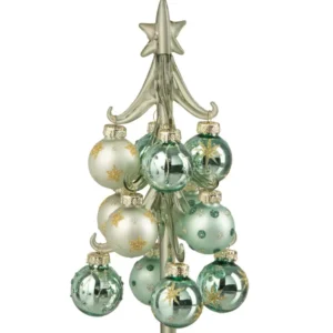 Kerstboom + Ballen Glas Mintgroen/Lichtblauw Klein