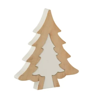 Kerstboom puzzel mangohout wit/wit gewassen groot