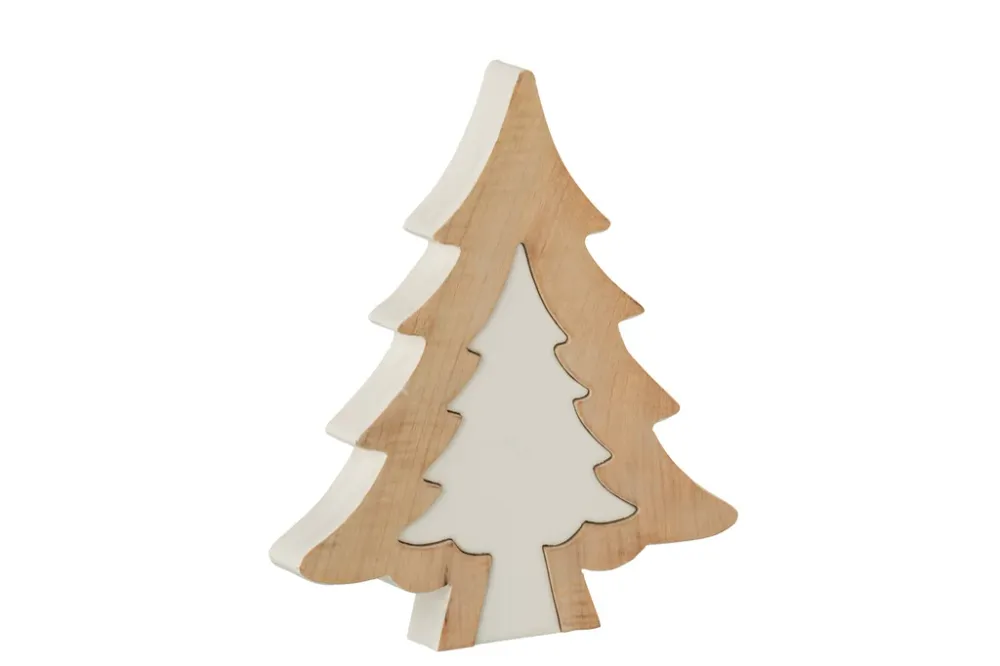 Kerstboom puzzel mangohout wit/wit gewassen groot