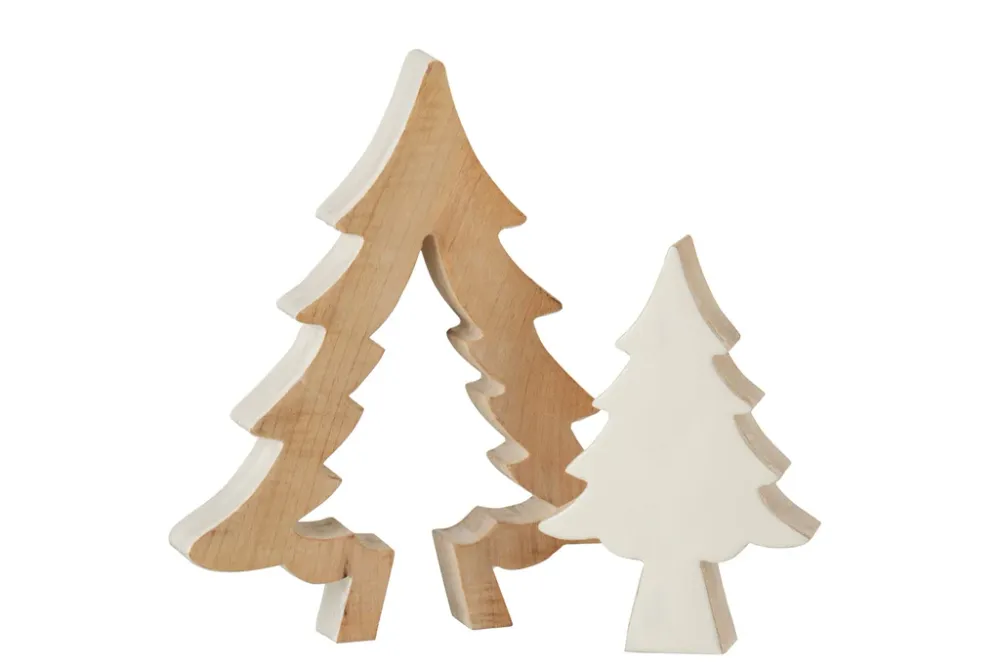 Kerstboom puzzel mangohout wit/wit gewassen groot