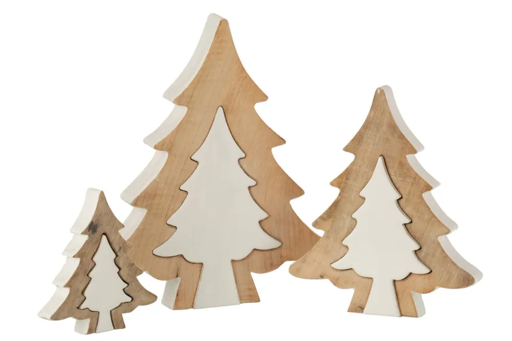 Kerstboom puzzel mangohout wit/wit gewassen groot