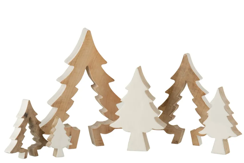 Kerstboom puzzel mangohout wit/wit gewassen groot