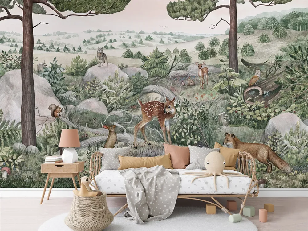 Papier Peint Panoramique Animaux de la êt Illustrée Kikki Belle