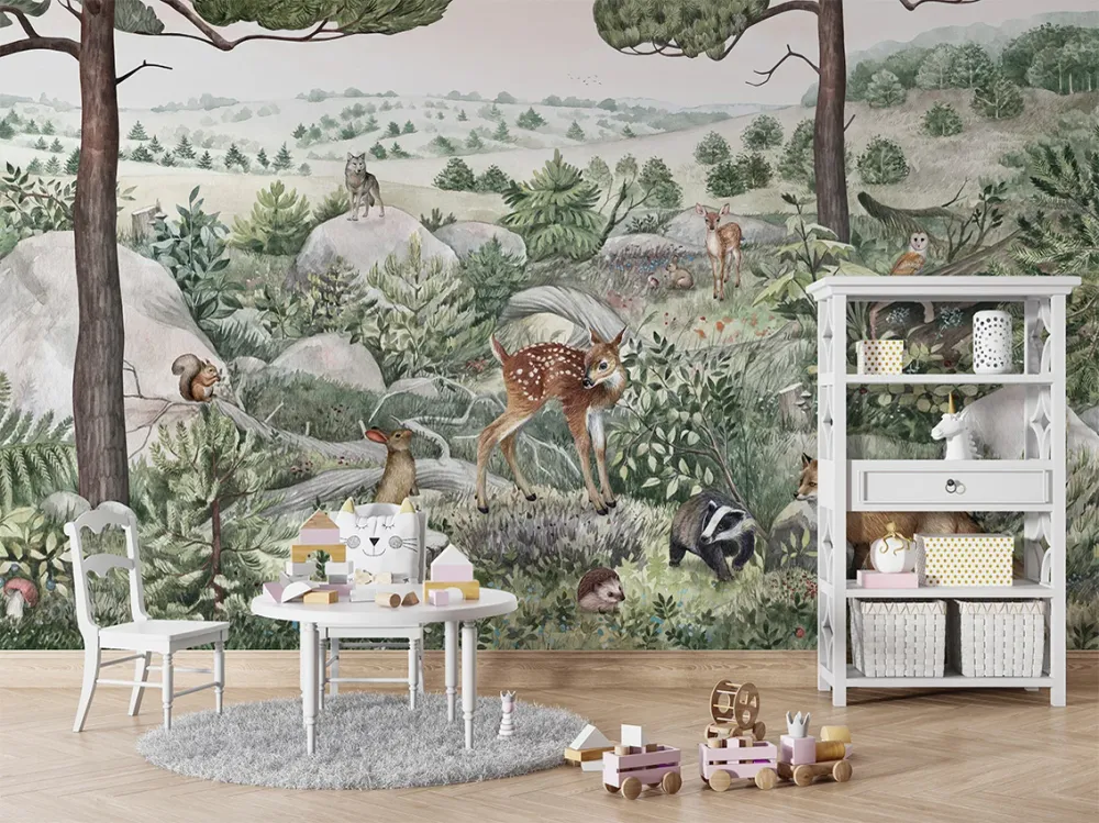 Papier Peint Panoramique Animaux de la êt Illustrée Kikki Belle