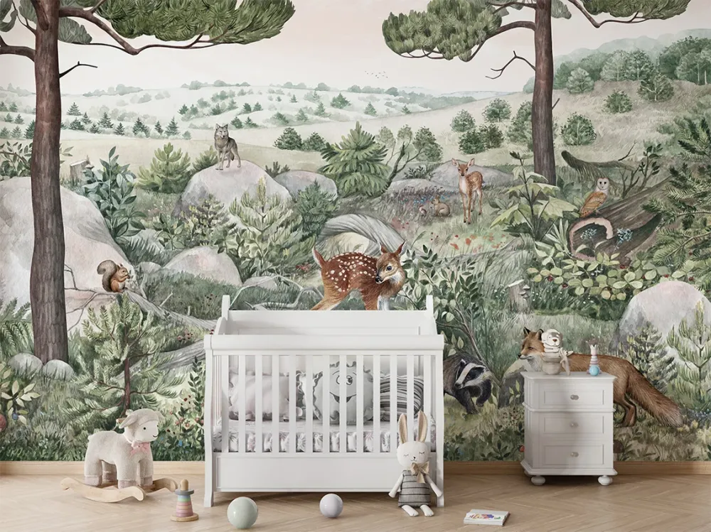 Papier Peint Panoramique Animaux de la êt Illustrée Kikki Belle