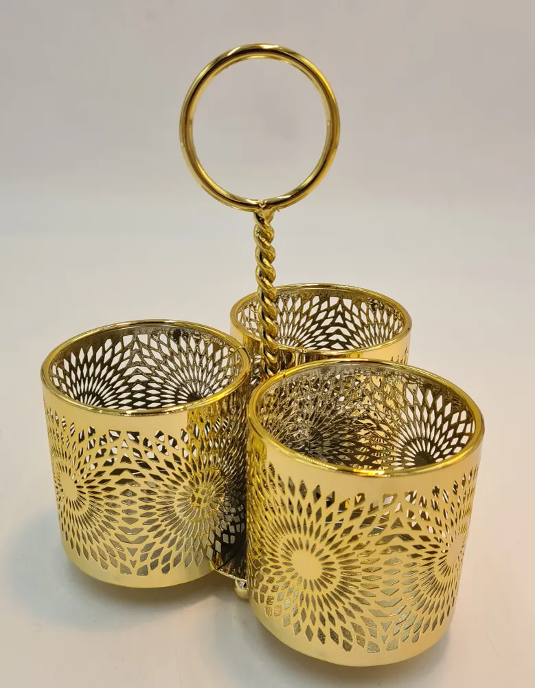 SOPORTE PARA UTENSILIOS DE 3 SECCIONES - ORO Kitchen Depot