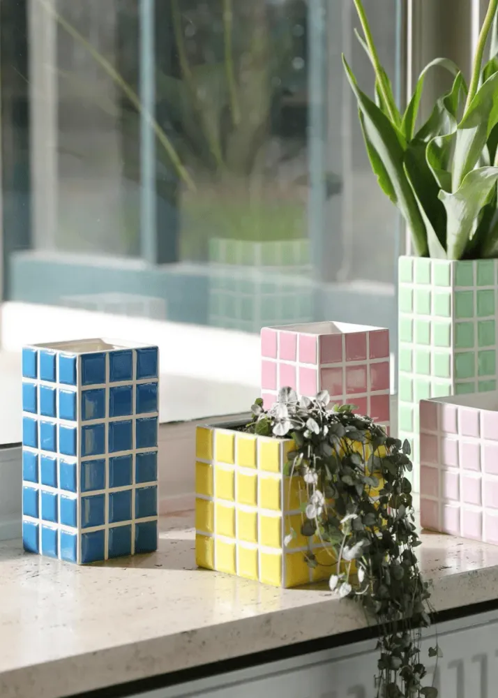 Cache-Pot Tuiles Jaunes &Klevering