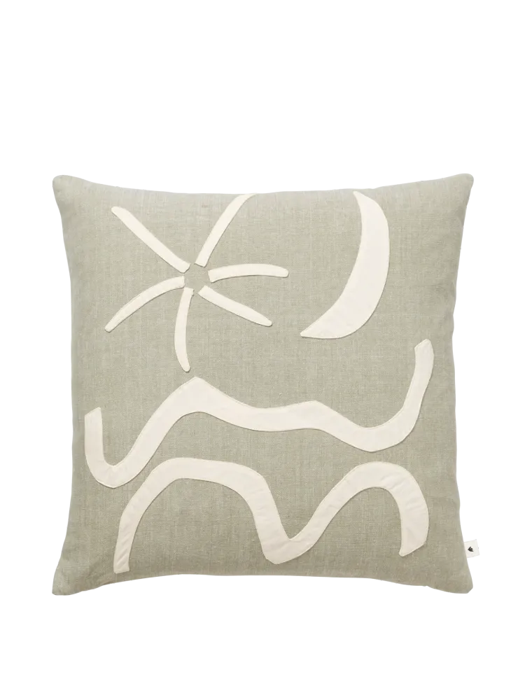 Kove Applique Cushion - Elm Green
