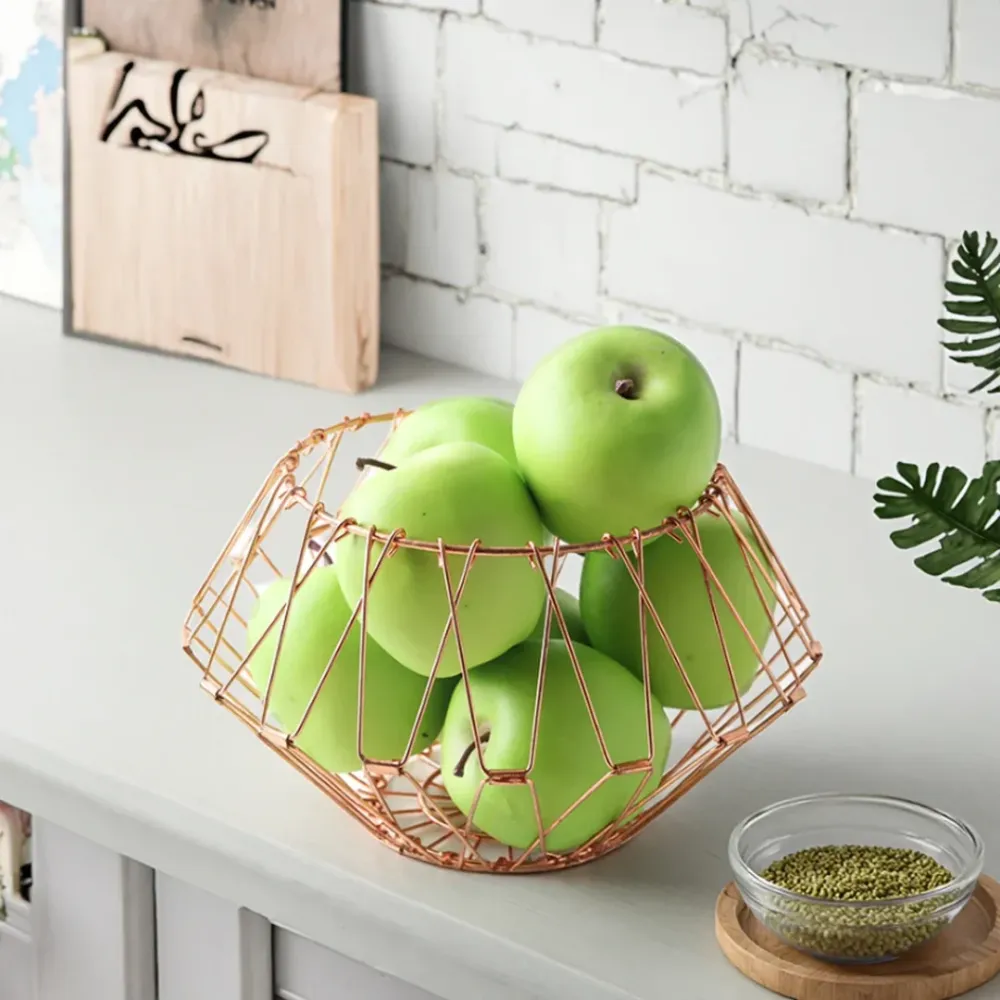 Panier décoratif en métal cuivré – Corbeille de fruit et de rangement moderne La boutique secrète