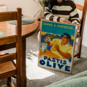 Affiche “Comme à Marseille… Pastis Olive” 50x70 La Carte des Vins s'il vous plaît