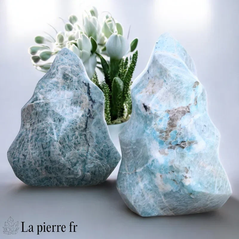 Pierre en Amazonite à Poser de Forme Flamme Toute Polie La Pierre Fr