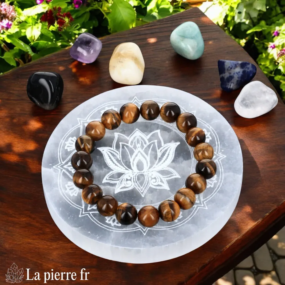 Plaque de rechargement en Sélénite Fleur de Lotus Mandala La Pierre Fr