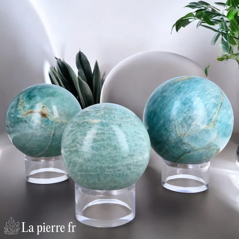 Sphère Amazonite, boule en pierre bleue-verte naturelle La Pierre Fr