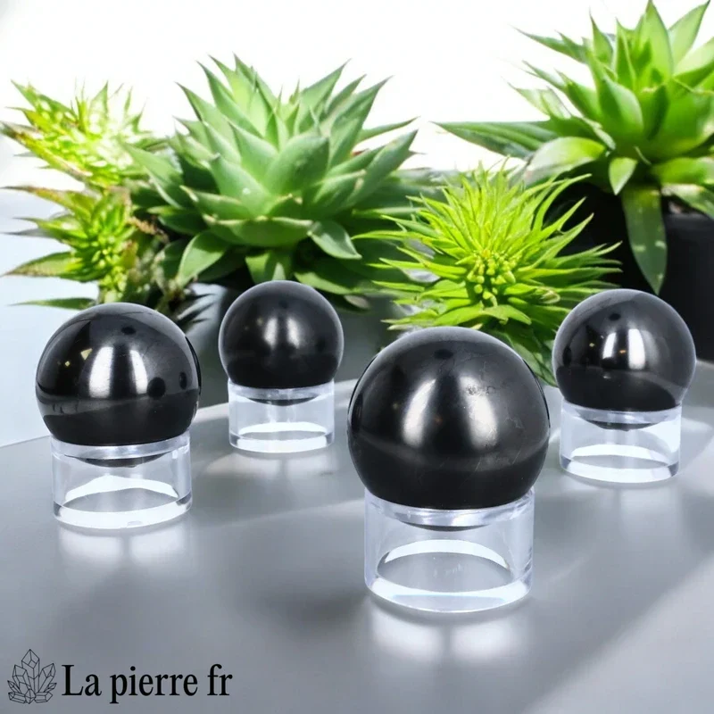 Sphère Shungite, boule en pierre noire naturelle La Pierre Fr