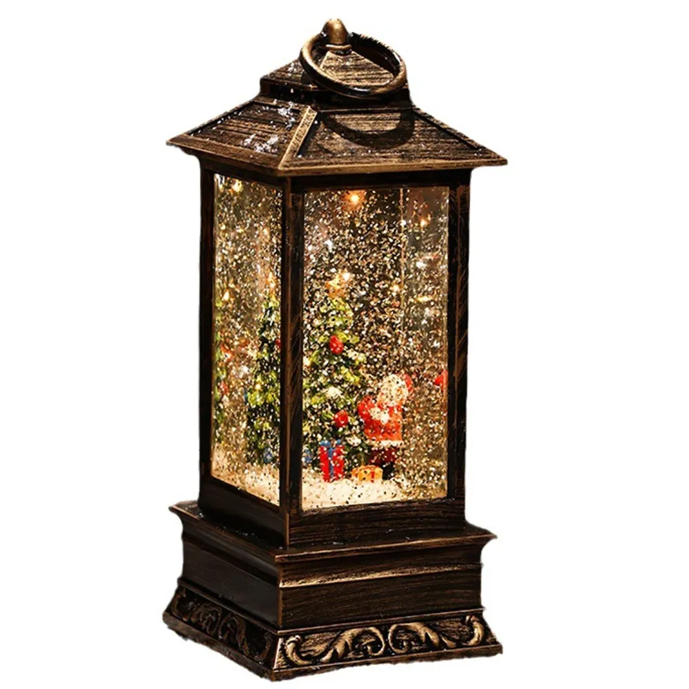 Lanterne boule à neige musicale LED de noël 26x9,5x9,5cm USB lanterne de noel boîte à musique décorations de noël vintage...