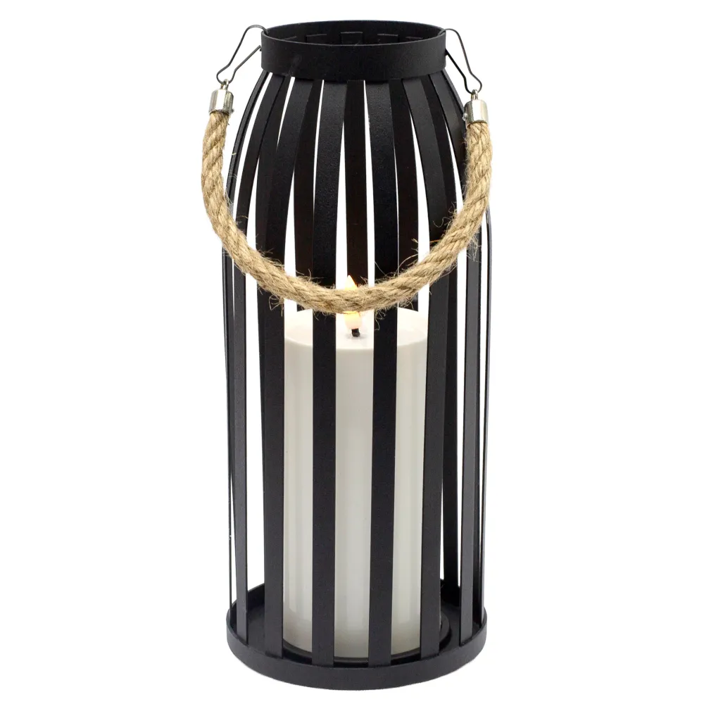 Lanterne noire avec chandelle LED - 5x11
