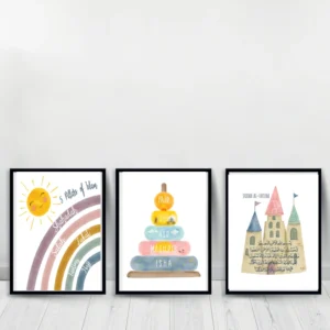 Ensemble de 3 Tableaux décoratifs - Pilliers Islam | Salat| Fatiha - Noir S L'art des couleurs