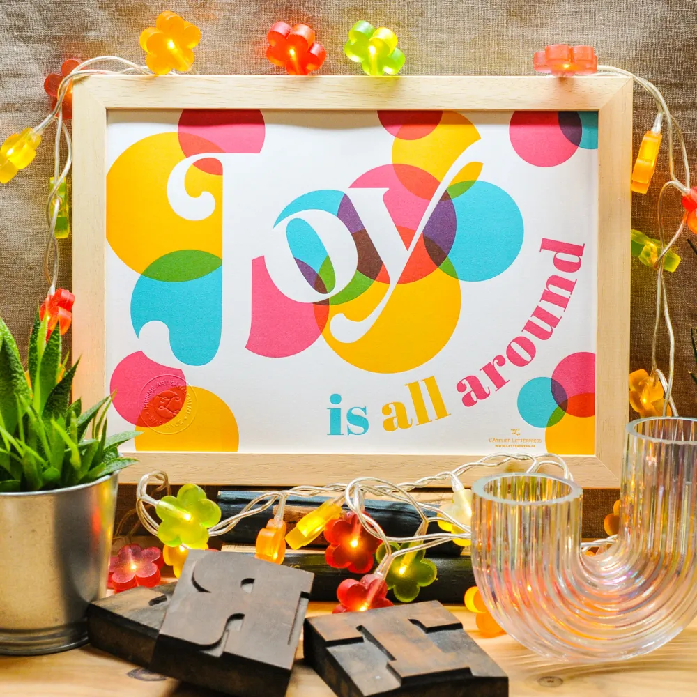 Affiche A4 Letterpress Joy is All Around L'Atelier Letterpress