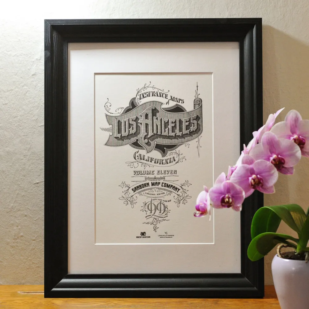 Affiche A4 Letterpress Los Angeles L'Atelier Letterpress