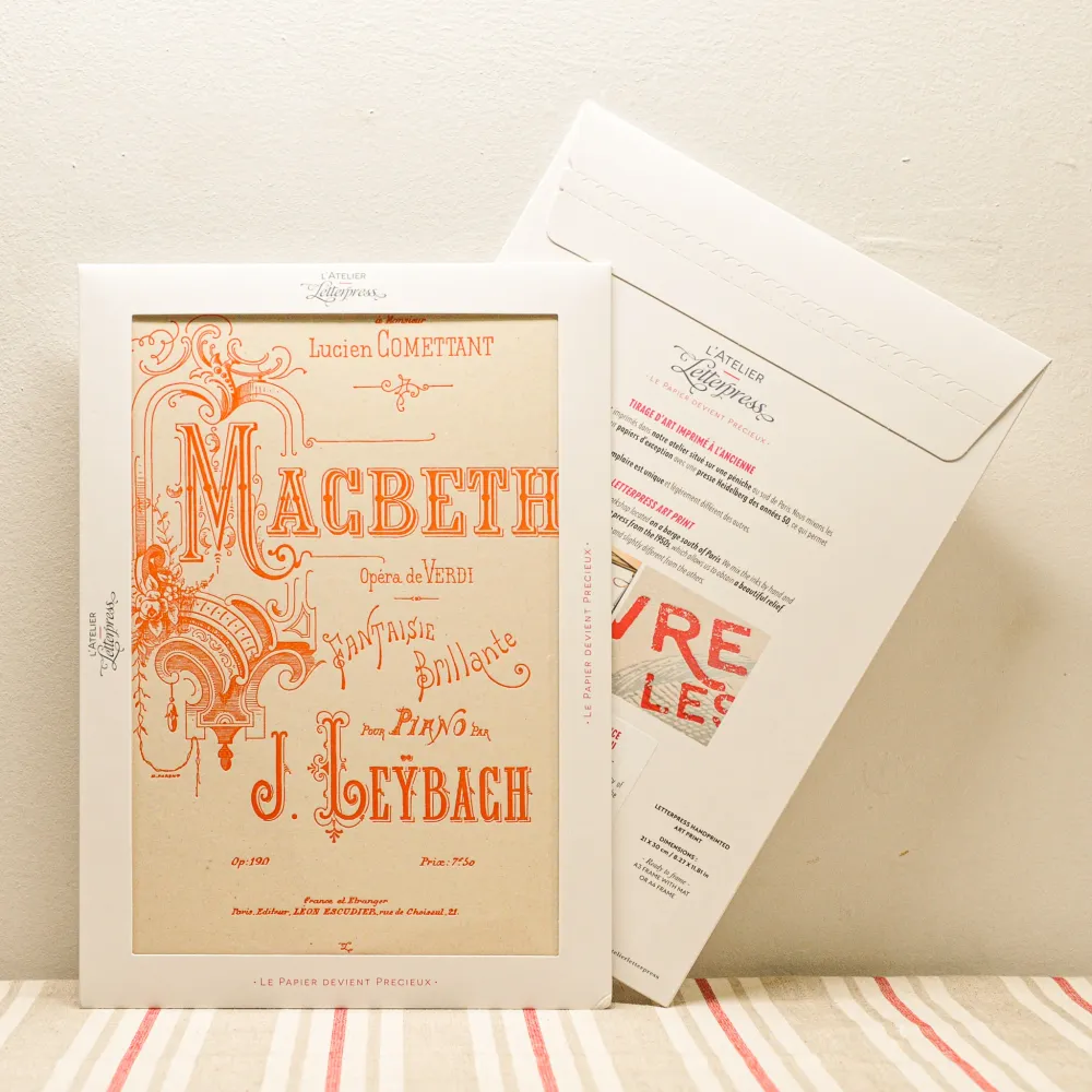Affiche A4 Letterpress Macbeth de Verdi L'Atelier Letterpress
