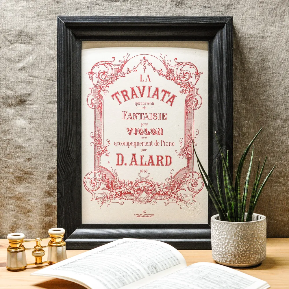 Affiche A4 Letterpress La Traviata L'Atelier Letterpress