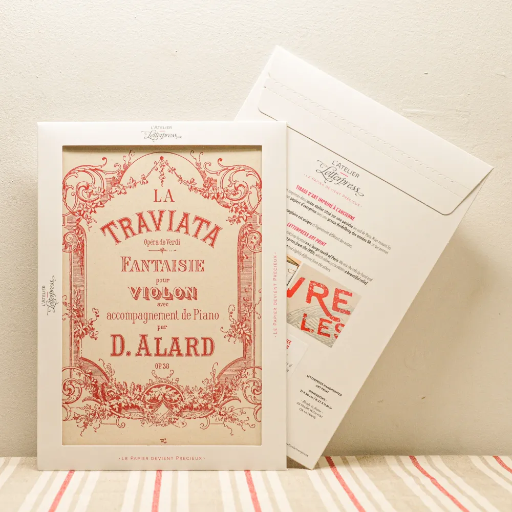 Affiche A4 Letterpress La Traviata L'Atelier Letterpress