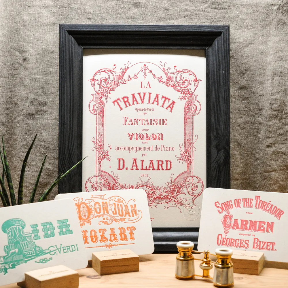 Affiche A4 Letterpress La Traviata L'Atelier Letterpress