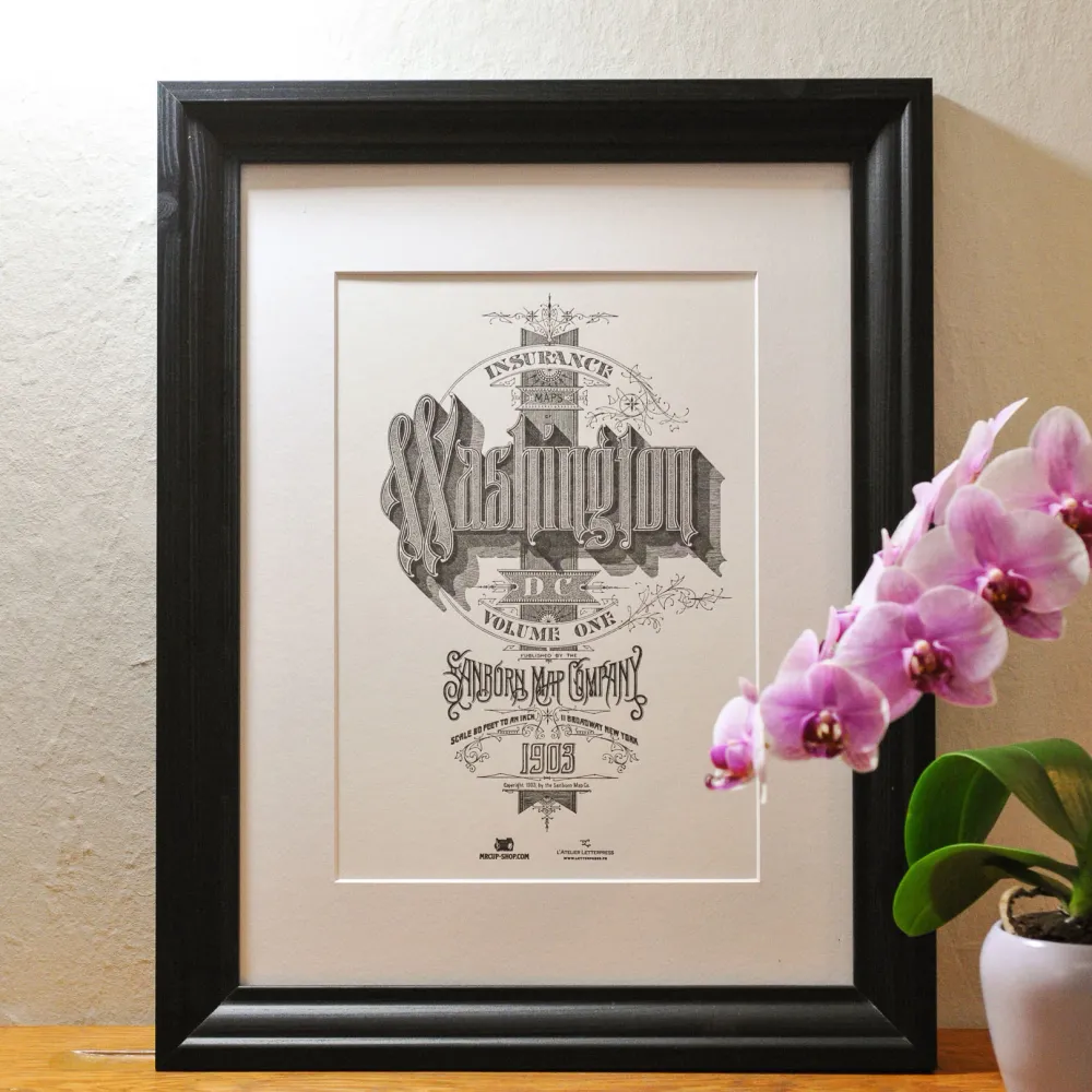Affiche A4 Letterpress Washington L'Atelier Letterpress