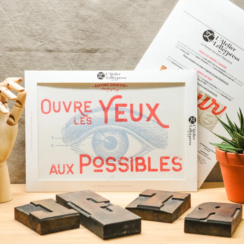 4 affiches A4 Letterpress Anatomie Subjective L'Atelier Letterpress