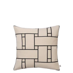 Lattice Offset Cushion Cover - Off-White/Black