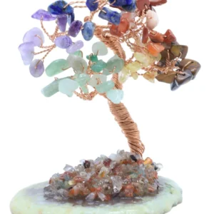 Arbre du Bonheur 7 Chakras sur Tranche Agate 12cm L'AURA
