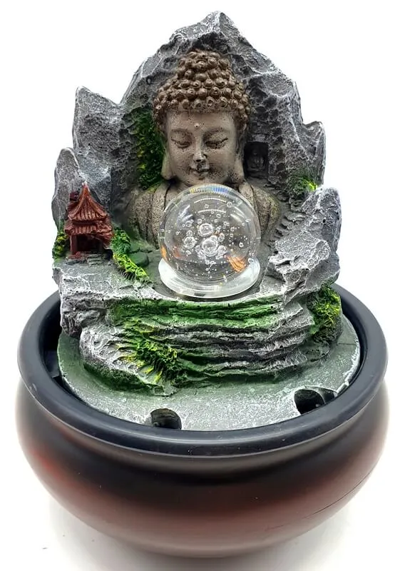 Fontaine Résine Bouddha Village 21cm L'AURA