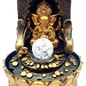 Fontaine Résine Ganesh Doré sur Autel 29cm L'AURA