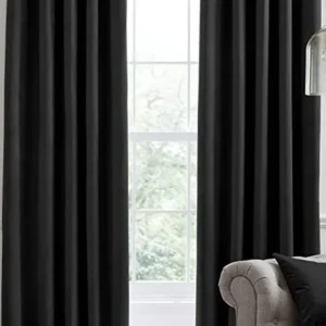 Laurence Llewelyn Bowen Velvet Black Out Eyelet Curtains, Black 66x90
