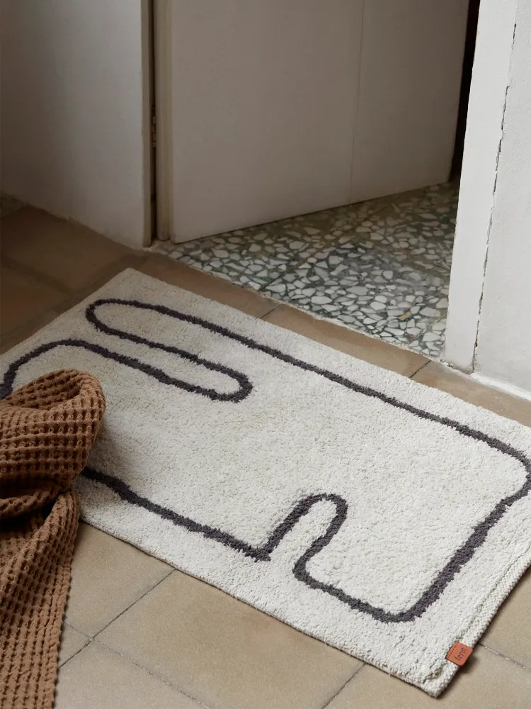 Lay Washable Mat - Off-White/Coffee