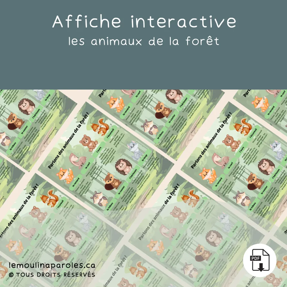 Affiche éducative - les animaux de la êt Le Moulin à Paroles