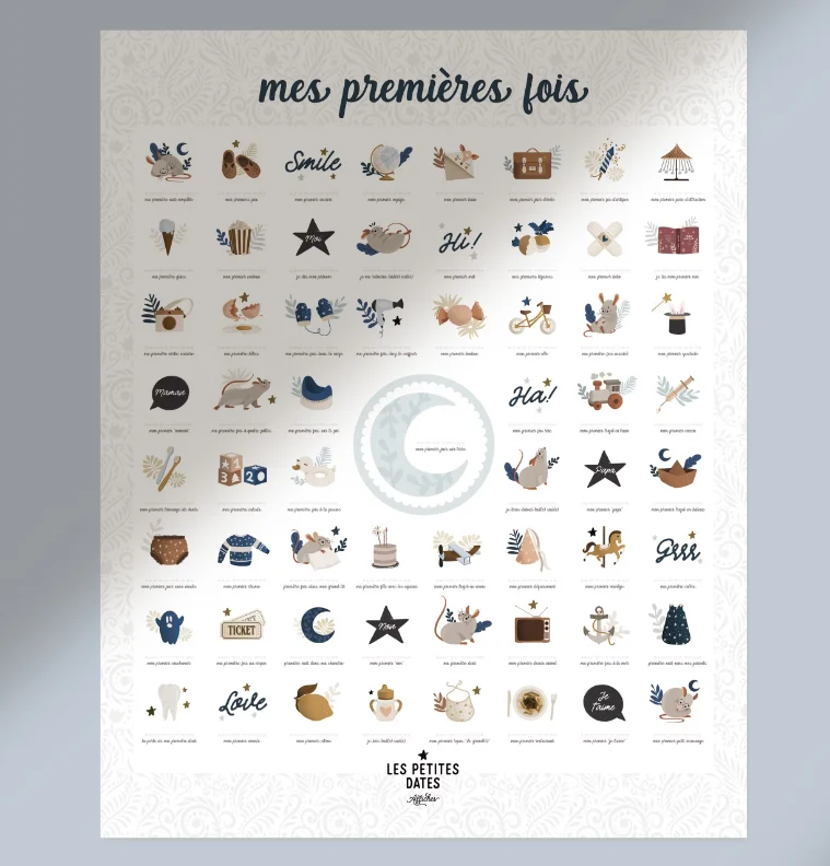 Affiche mes premières fois - Souris Cobalt Les petites dates