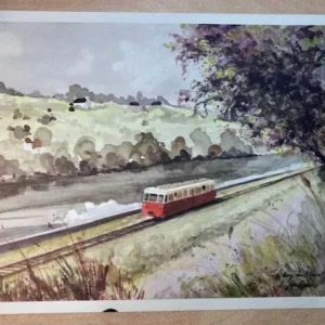 Lithographie Train De Lucien Joveneaux Le Long Du Blavet