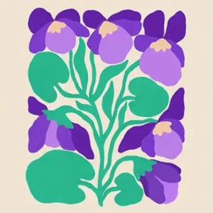 Affiche Liv Lee Blue Violets A4 12” x 8.25”