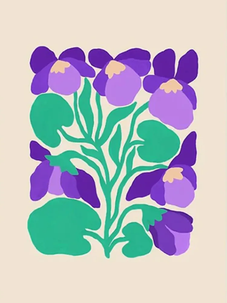 Affiche Liv Lee Blue Violets A4 12” x 8.25”