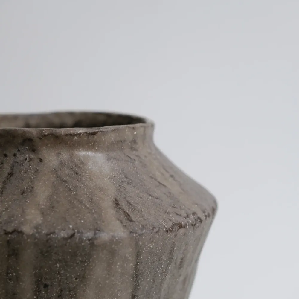 Vase en grès H 21cm - marron gris Lola Moreau