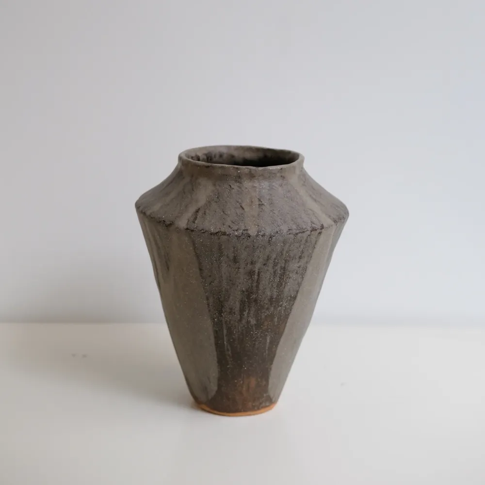 Vase en grès H 21cm - marron gris Lola Moreau